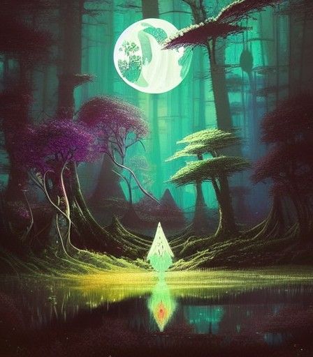 Mystical Moon in Astrological Fantasy Landscape
