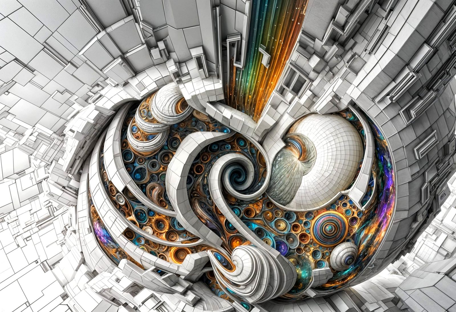 Geometric Abstract: Polychromatic 3D Mandelbulb Render