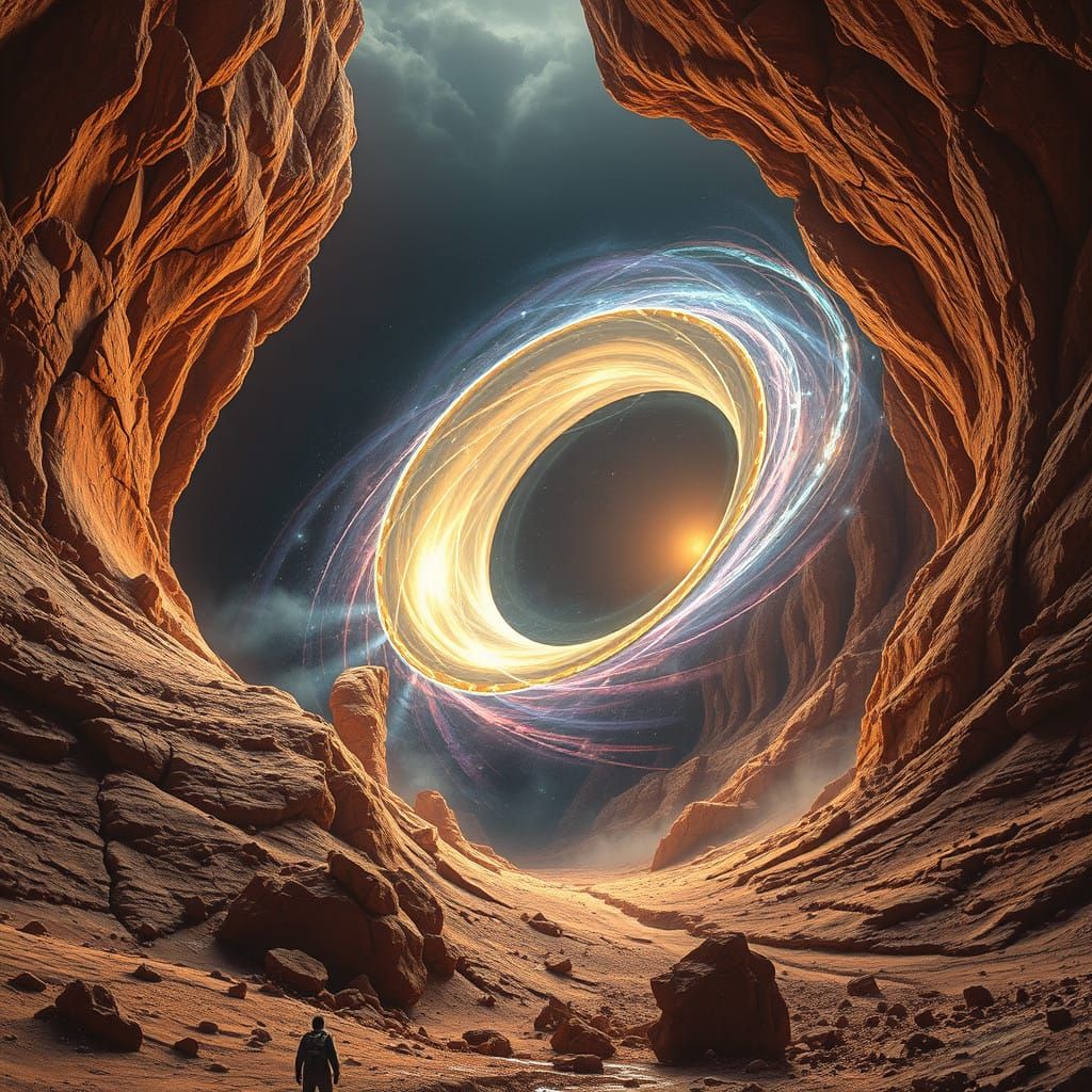 Mystical Space Portal Emerges from Desert Canyon in Cosmic A...