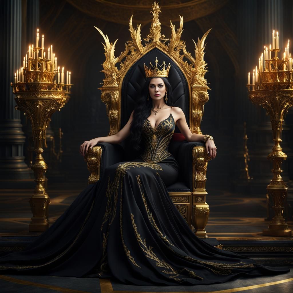Evil Queen on Bone Throne: Fantasy Art