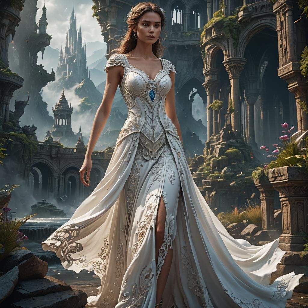 Underwater White Dress: Detailed Matte Painting