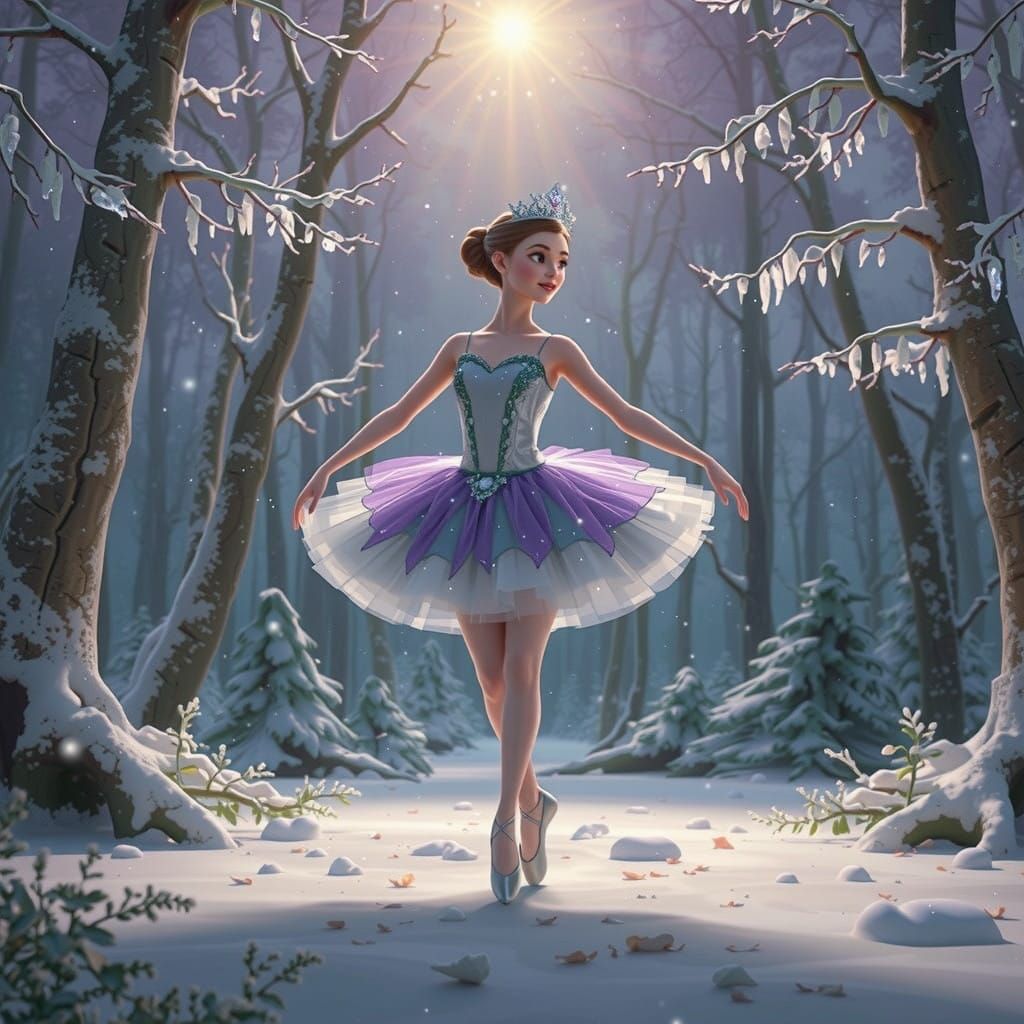 Sugar Plum Fairy in Enchanting Winter Wonderland