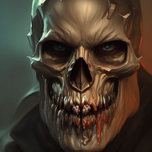 Demonic Skull King Portrait in Hyperdetailed Style