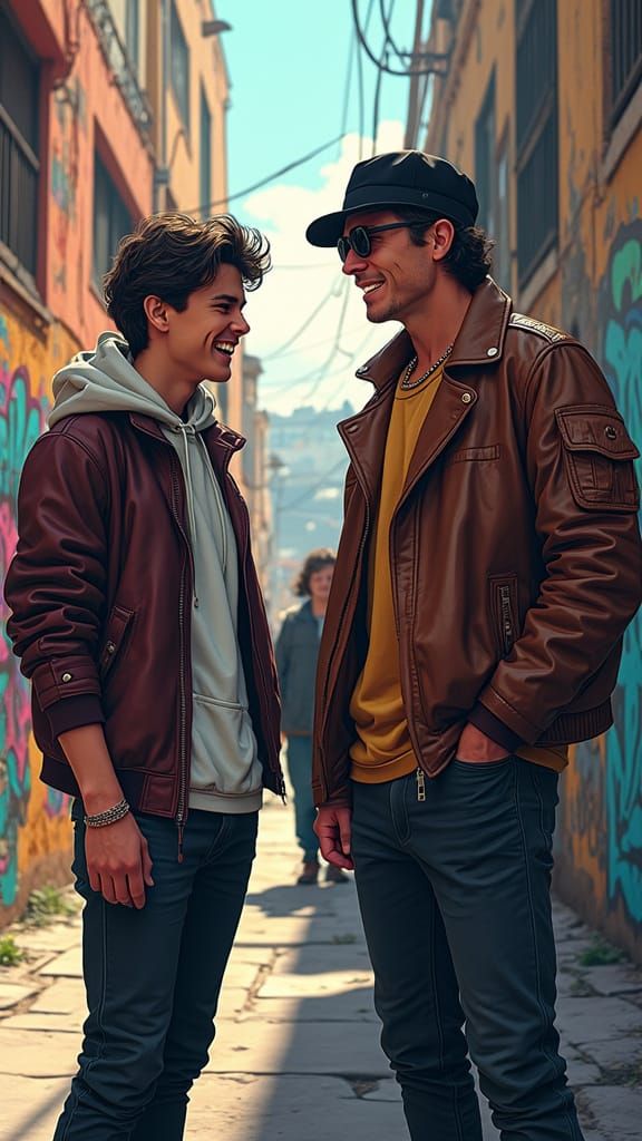 Confident Man in Retro Style Amid Mocking Laughter