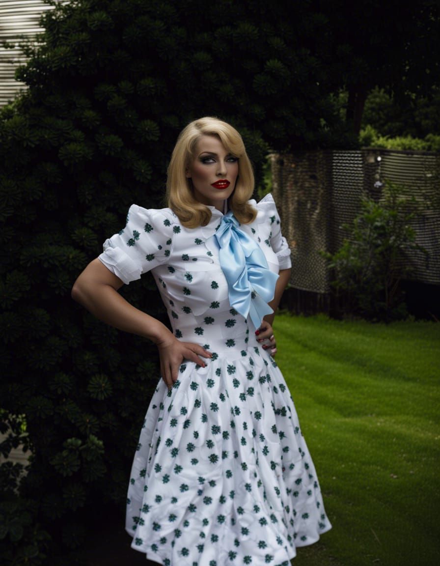 Crossdresser in Pin-Up Style: Full Body Image