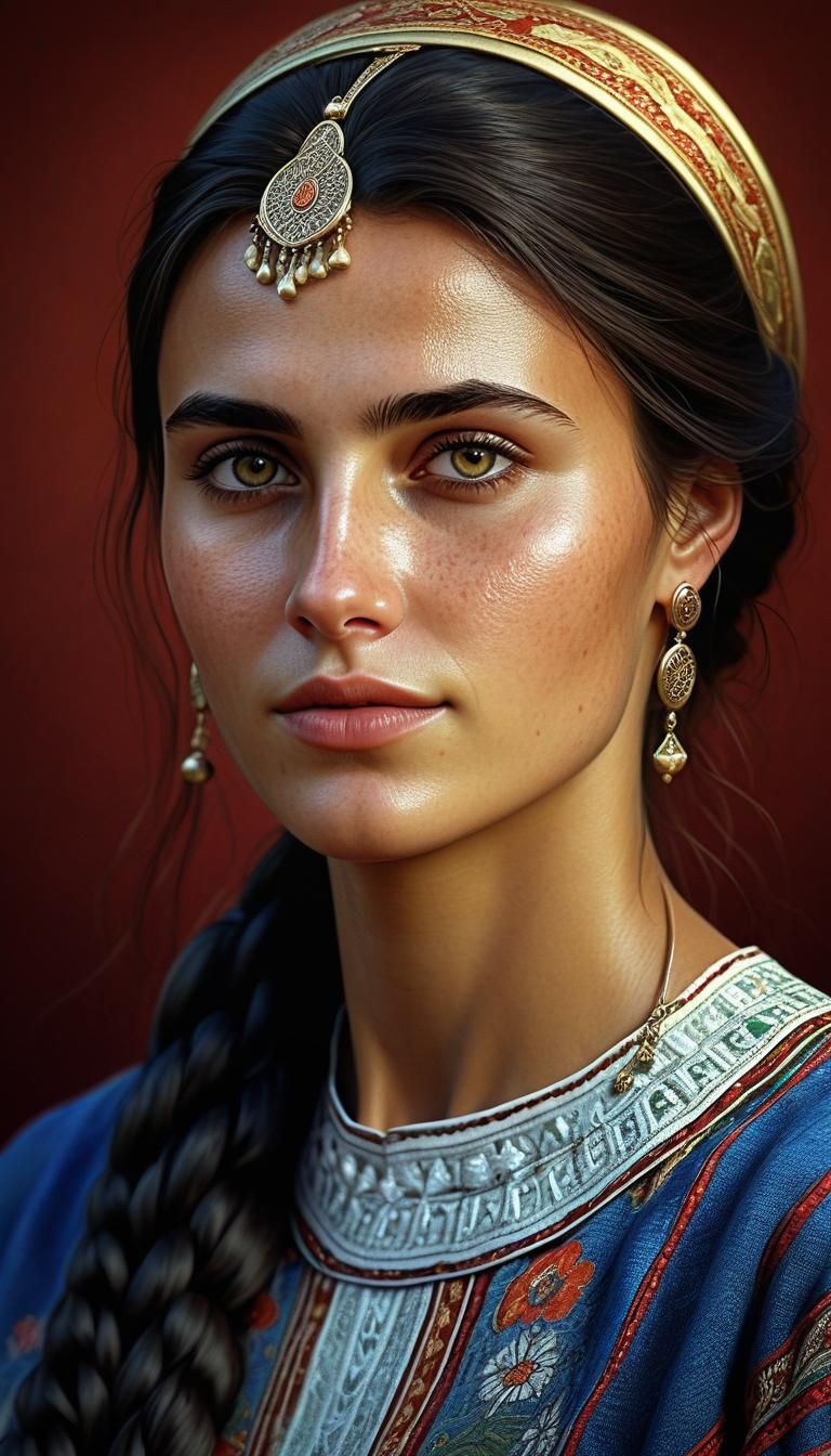Hyperrealistic Portrait of a Montenegran Woman