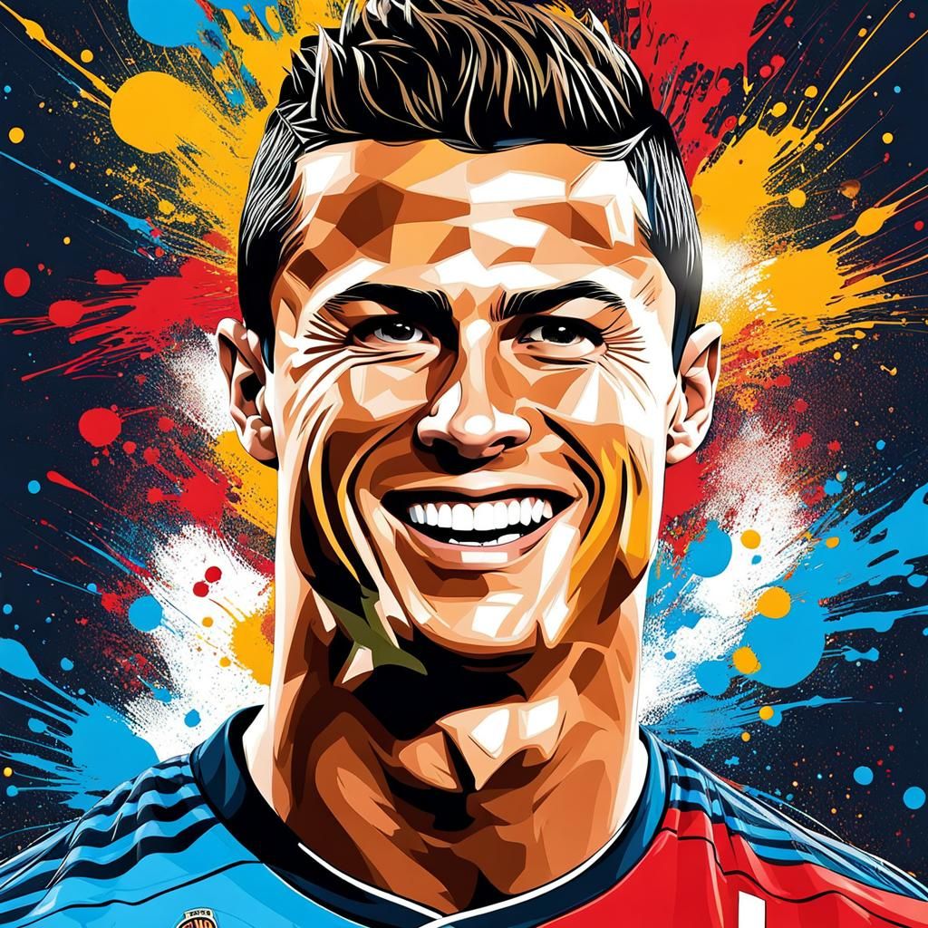 Cristiano Ronaldo Portrait in Splash Art Style