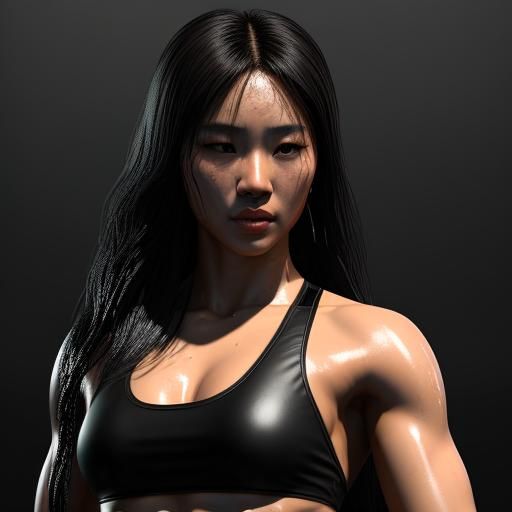 Korean Woman Boxing Match in Hyperdetailed Style