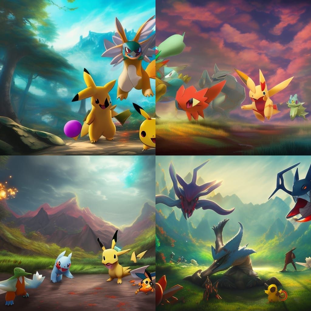 Pokemon Unite Splash Screen: Detailed Fantasy Art