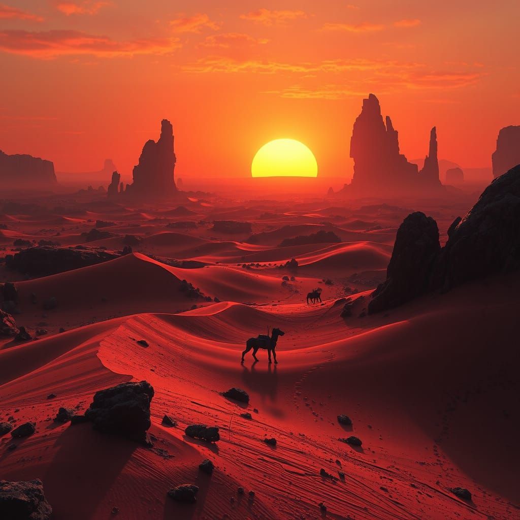 Ethereal Mars Landscape in Cyberpunk Aesthetic