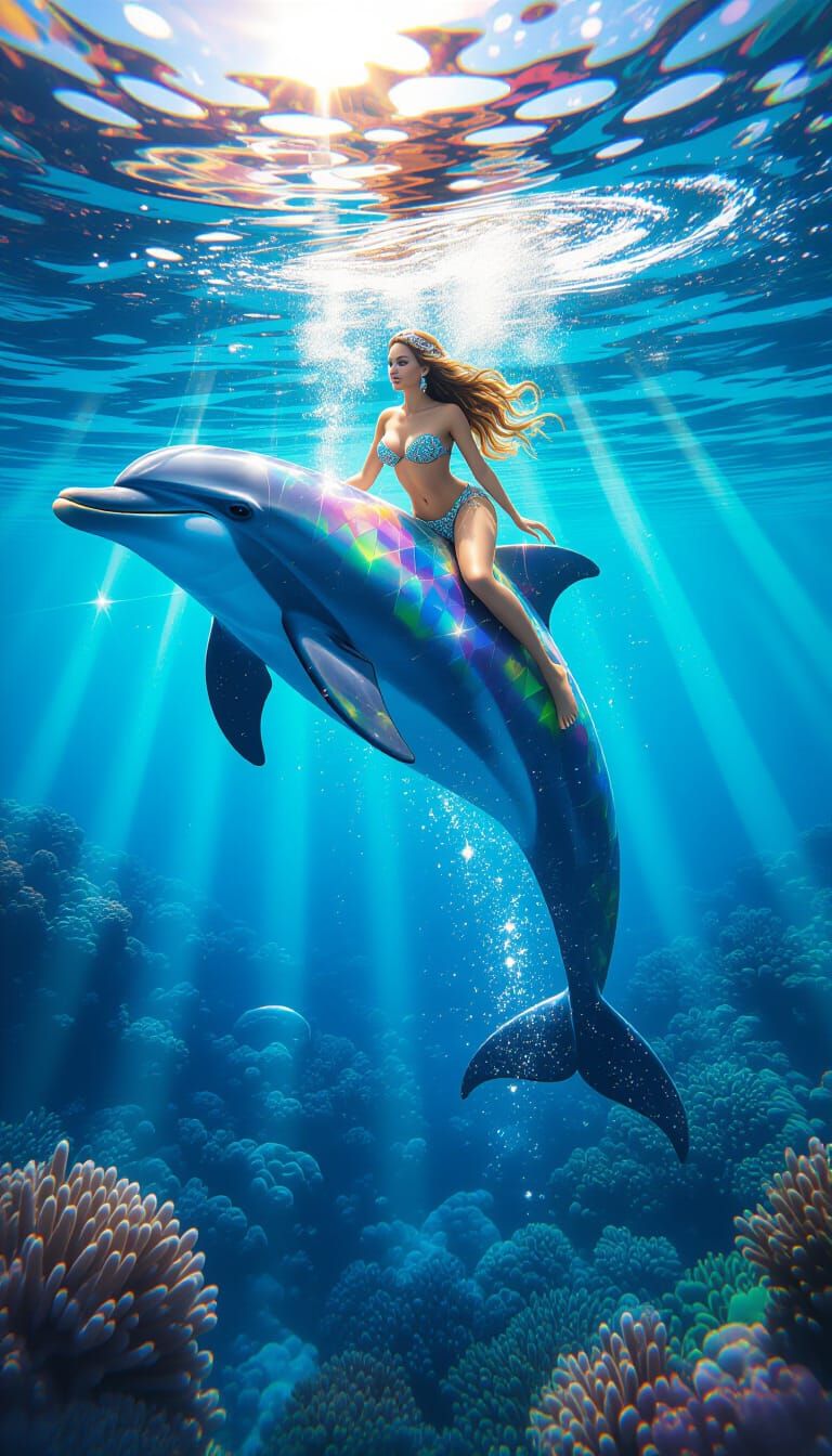 Gemstone Dolphin and Mermaid Warrior Princess