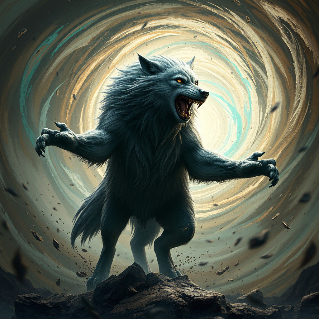 Werewolf Controls a Maelstrom in Digital Art