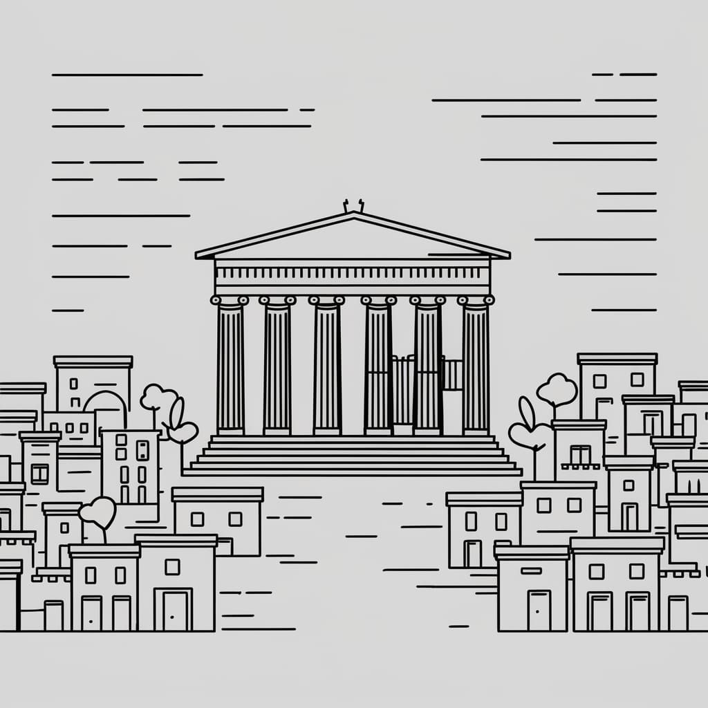 Minimalist Museum Illustration in Black and White