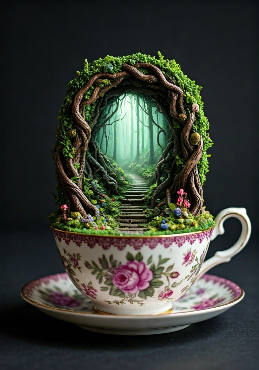Enchanted Forest in Teacup: Miniature Sci-Fi Diorama