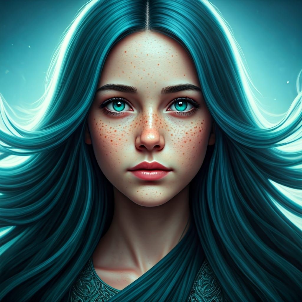 Turquoise Beauty: A Fantasy Realism Portrait