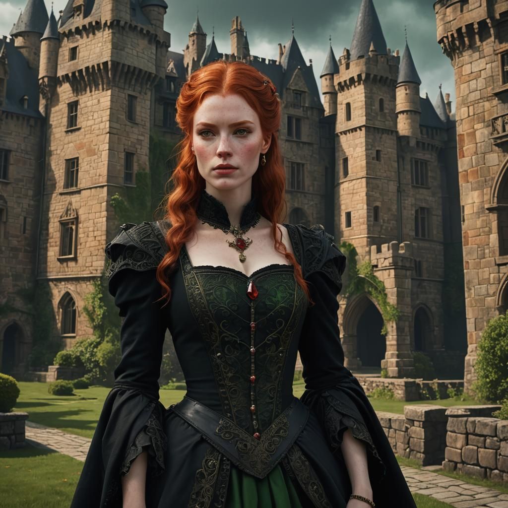 Cruel Redhead Aristocrat Portrait in Detailed Matte Painting
