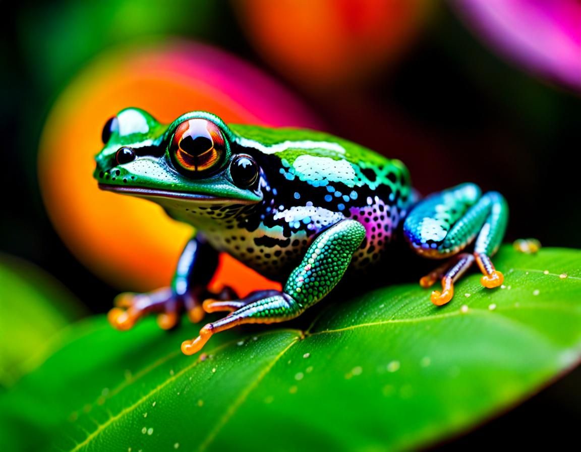 Iridescent Amazon Frog in Rainforest Habitat