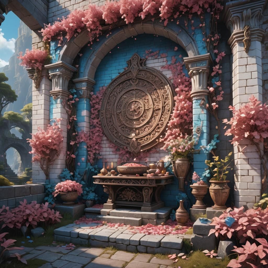 Transgender Shoujo Medieval Scene with Pink Leaves