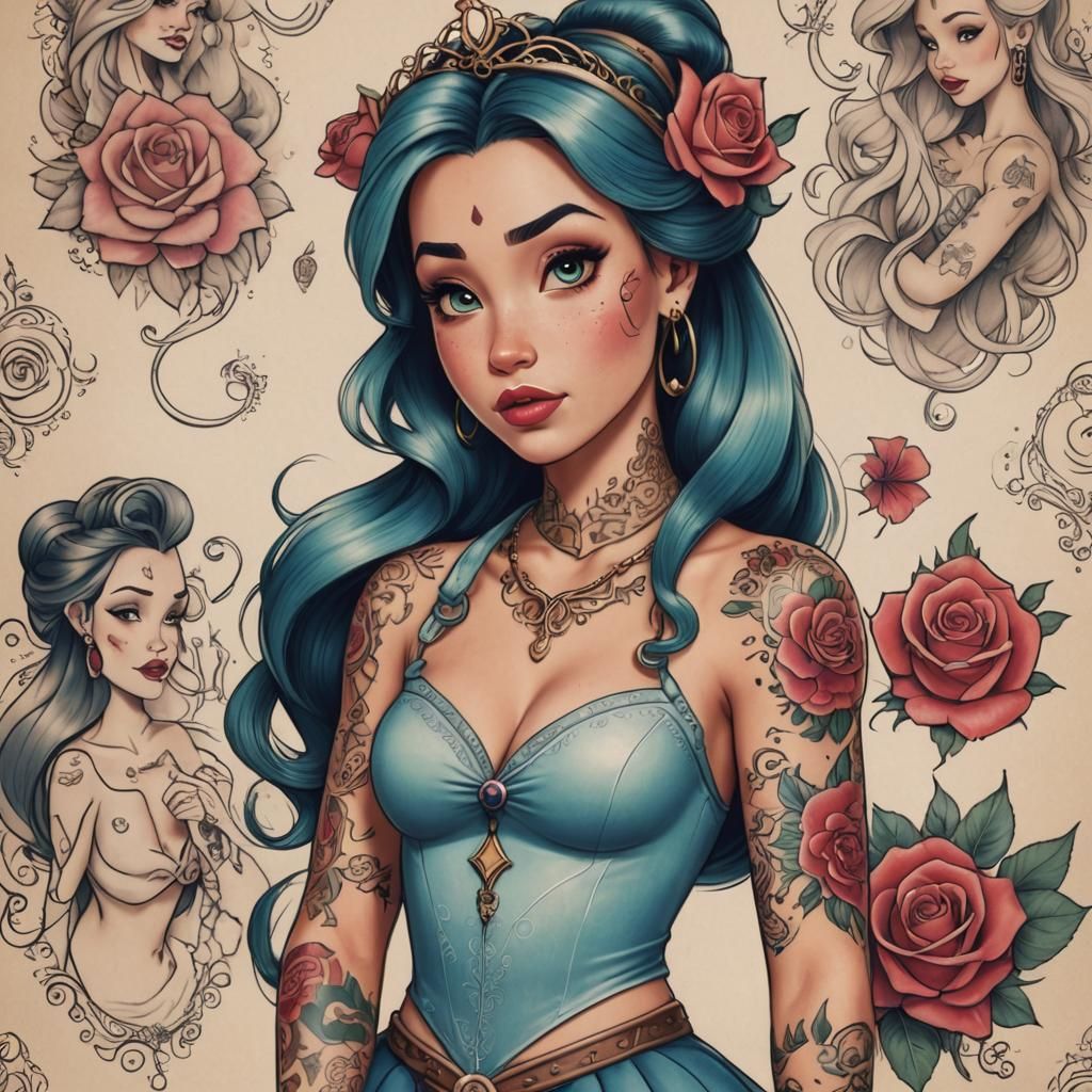 Disney Princesses Get Tattoos and Piercings