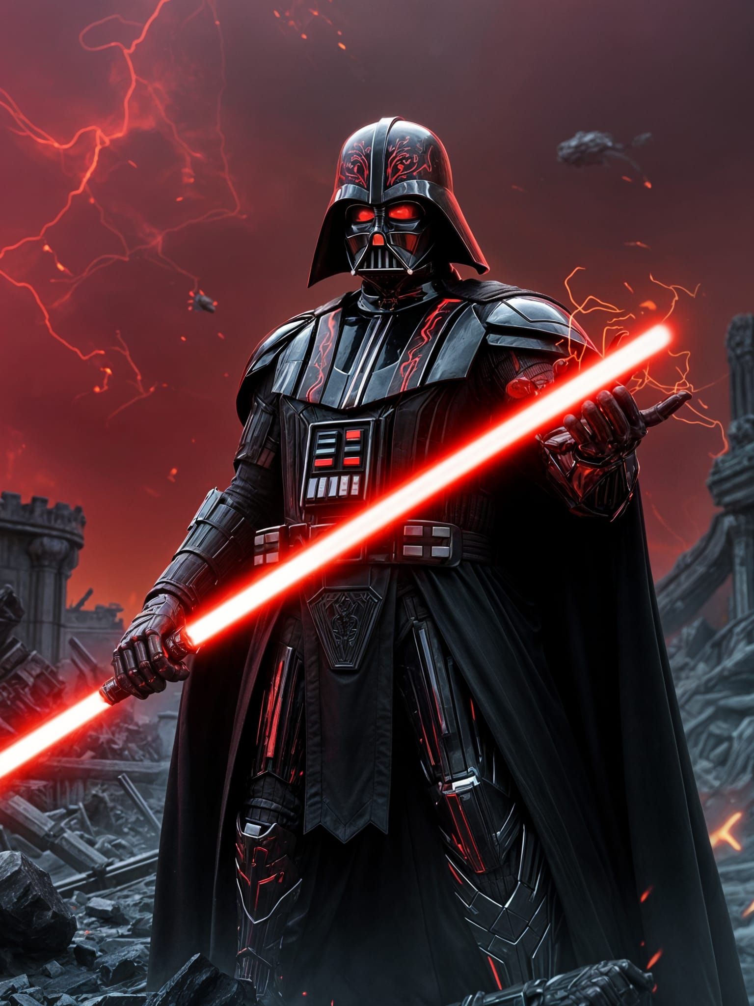 Ultra-Detailed Sith Lord Omega-Darth Vader in Battle-Ready A...