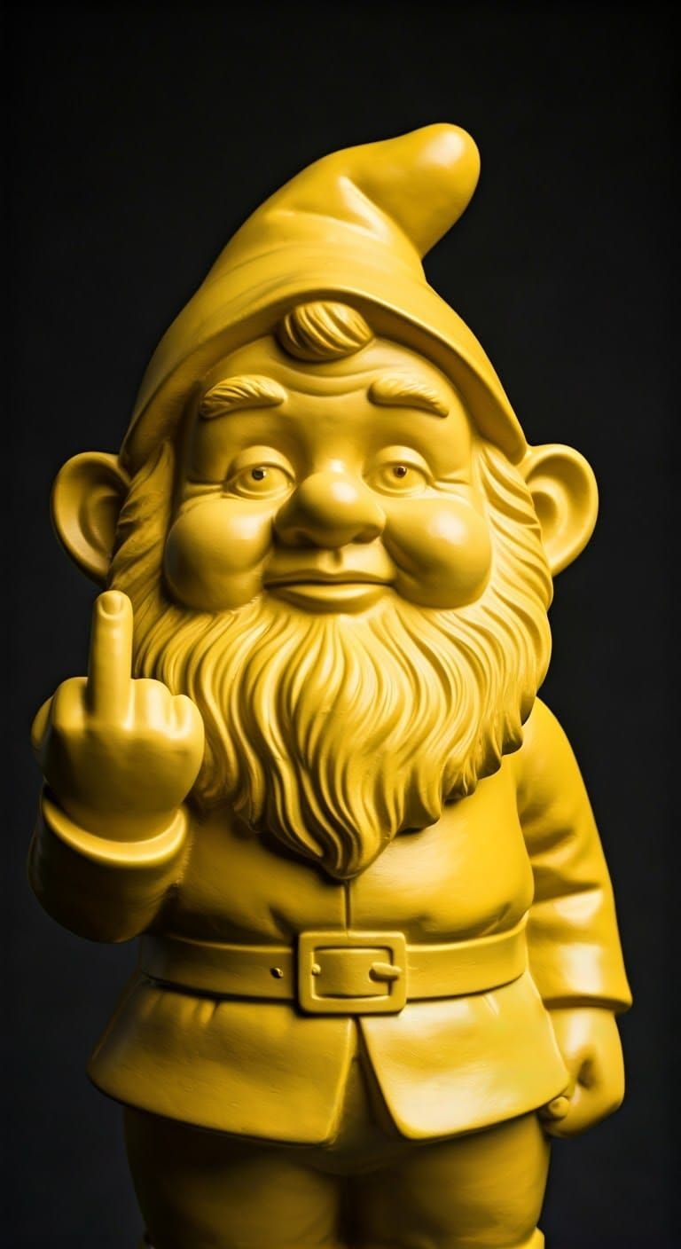 Vibrant Yellow Garden Gnome in Macro Photography