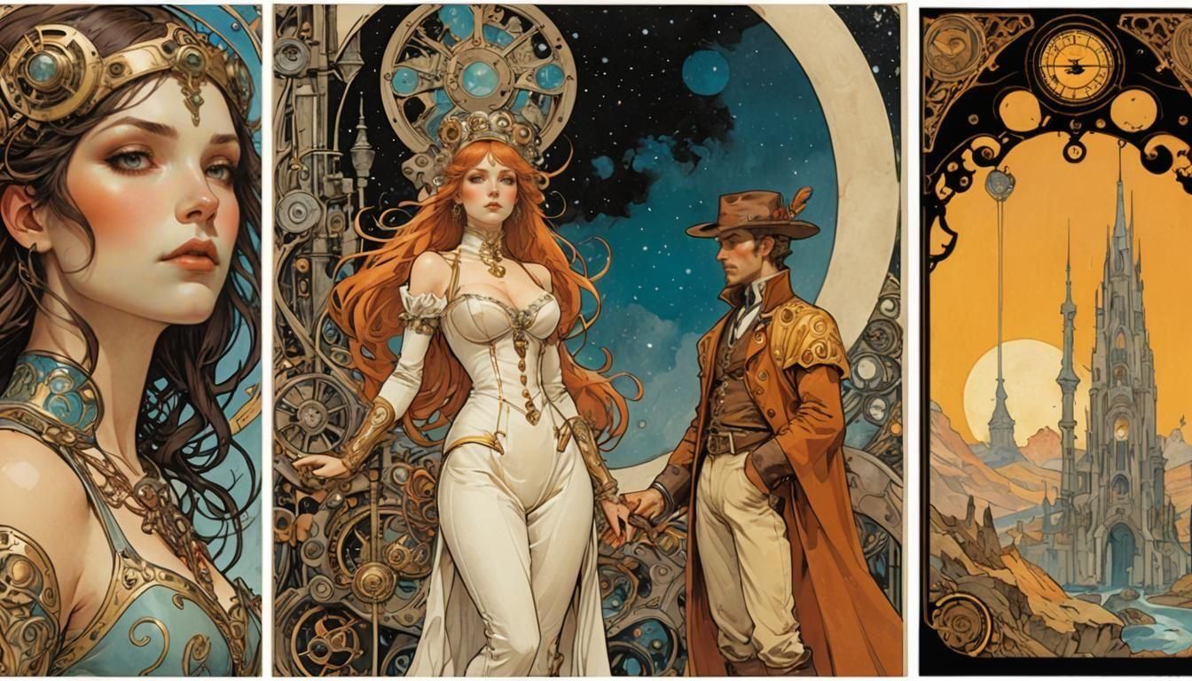Art Nouveau Steampunk Comic Book Cover