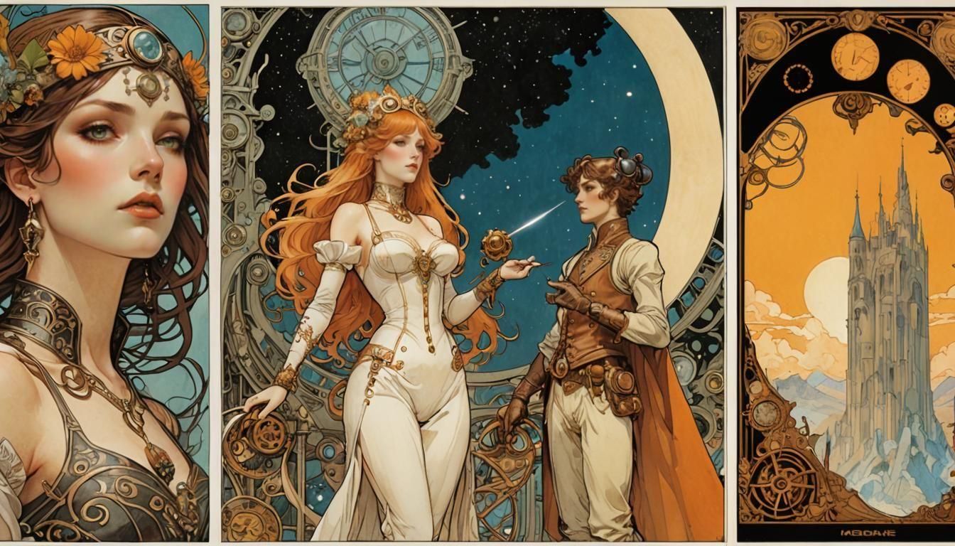 Art Nouveau Comic Book Cover: Gynoid Governess