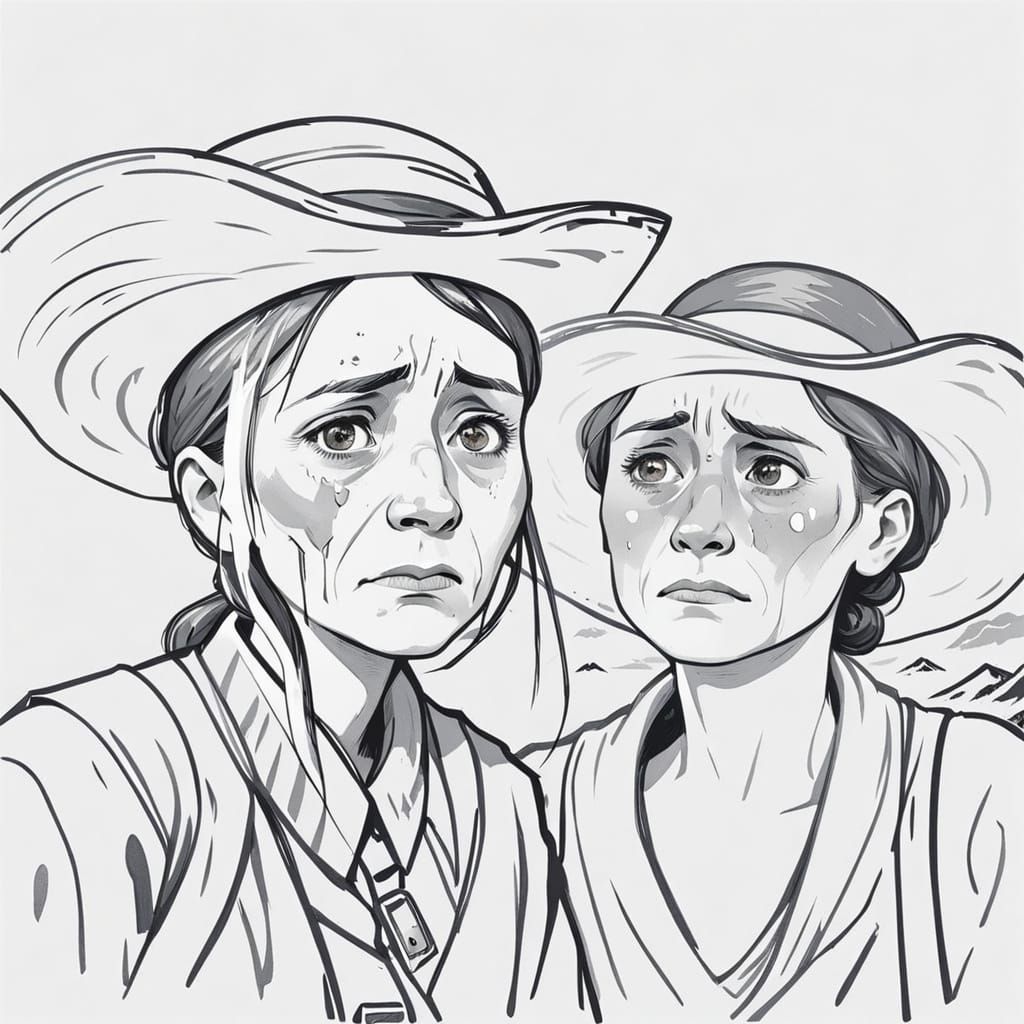 Desolate Woman Crying in Stark Landscape