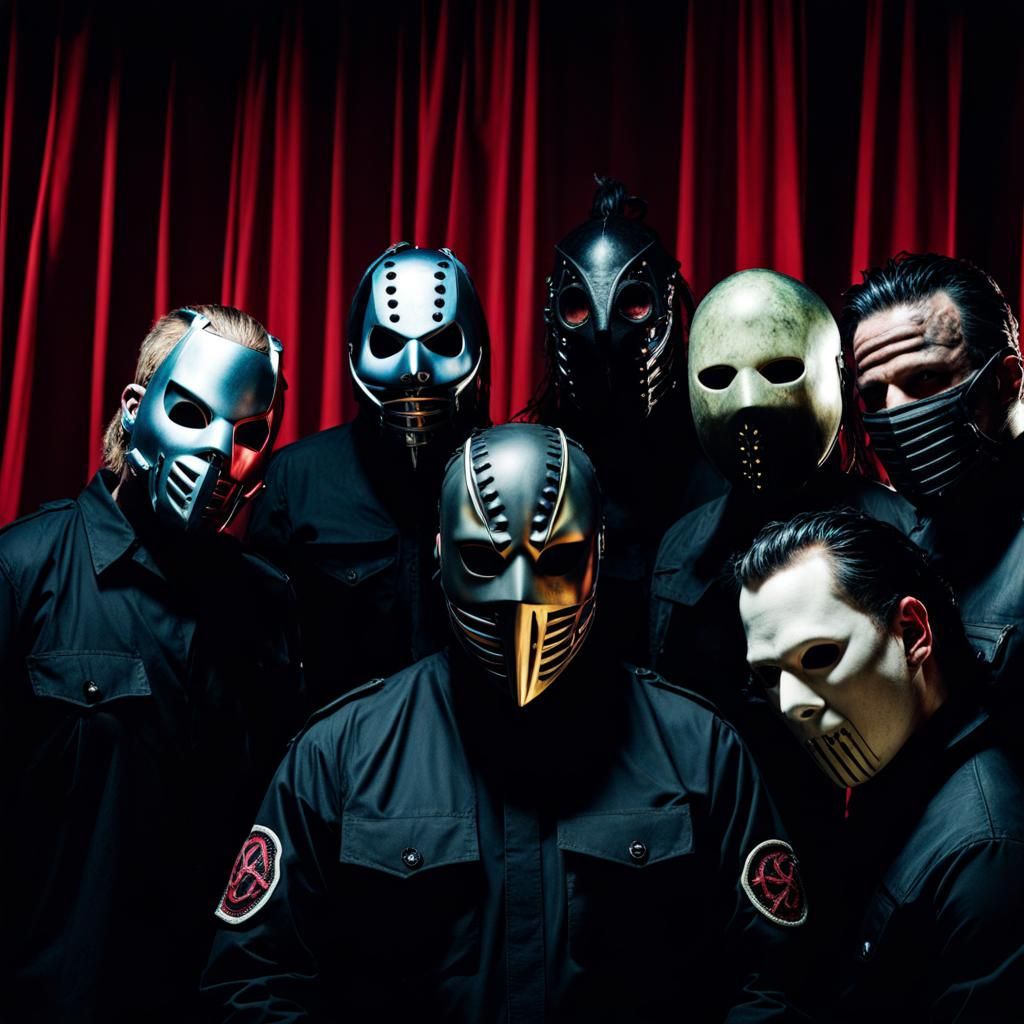 Slipknot Band Photo with Masks Onstage