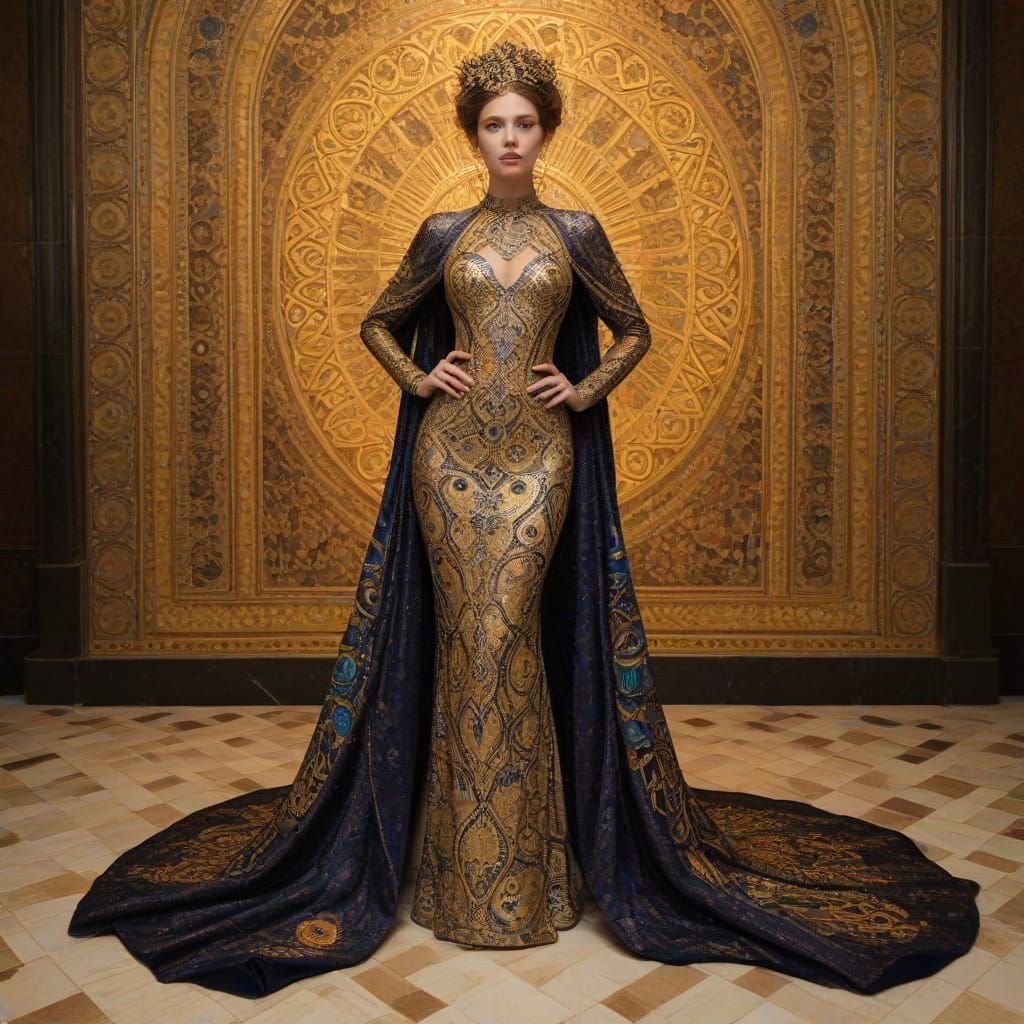 Opulent Gown in Byzantine Mosaic Style