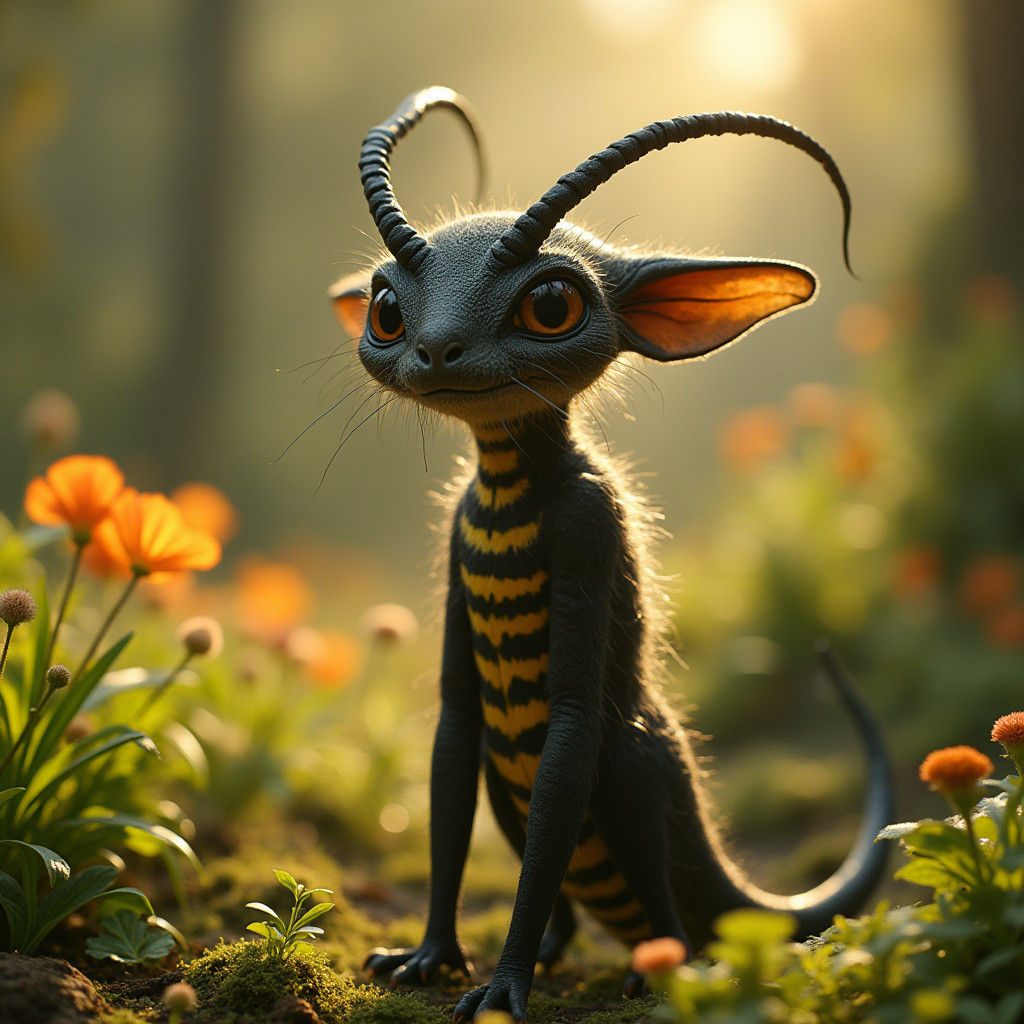 Majestic Alien Creature in Sunlit Natural Habitat