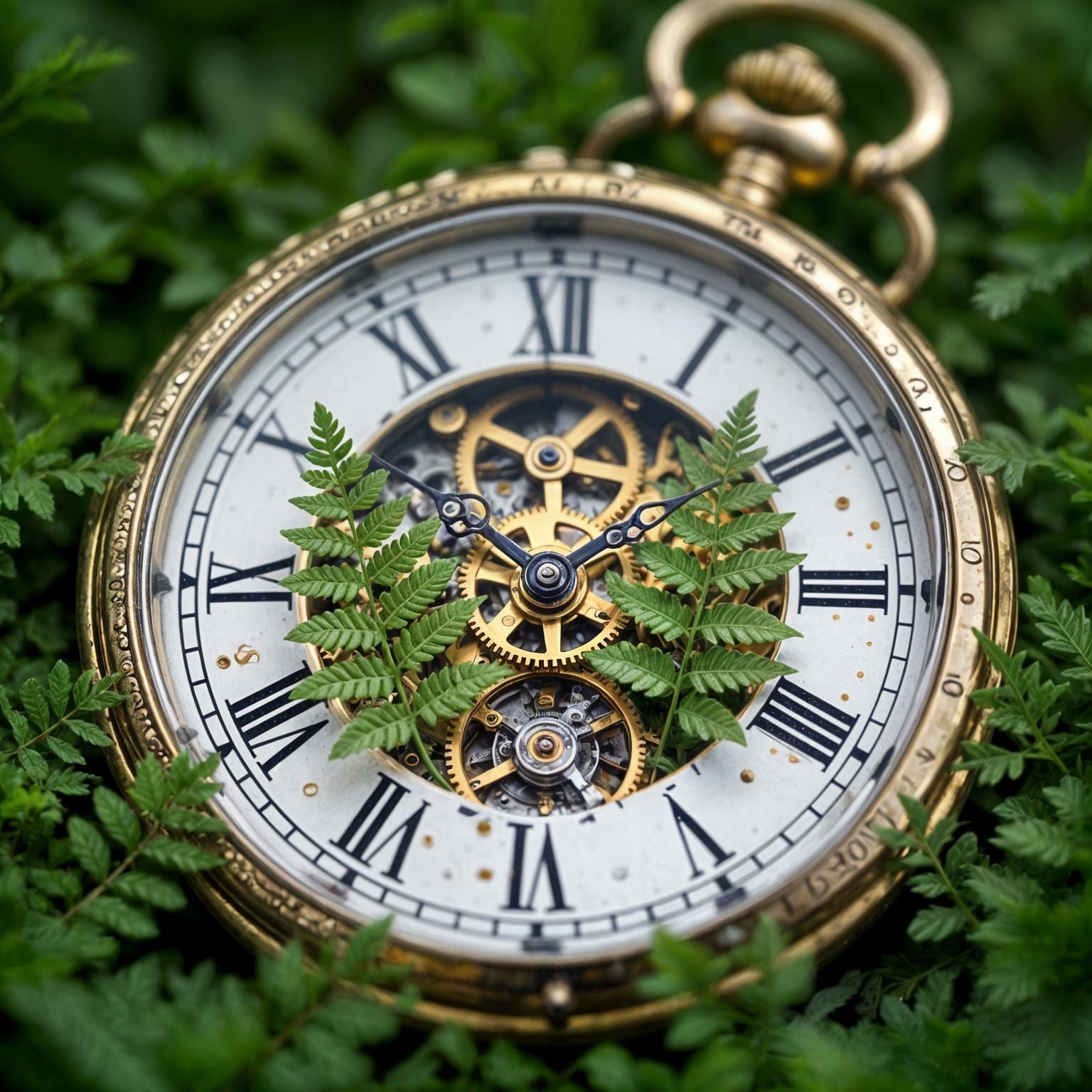 Timepiece Gardens: Ferns Sprout in Cracked Watches