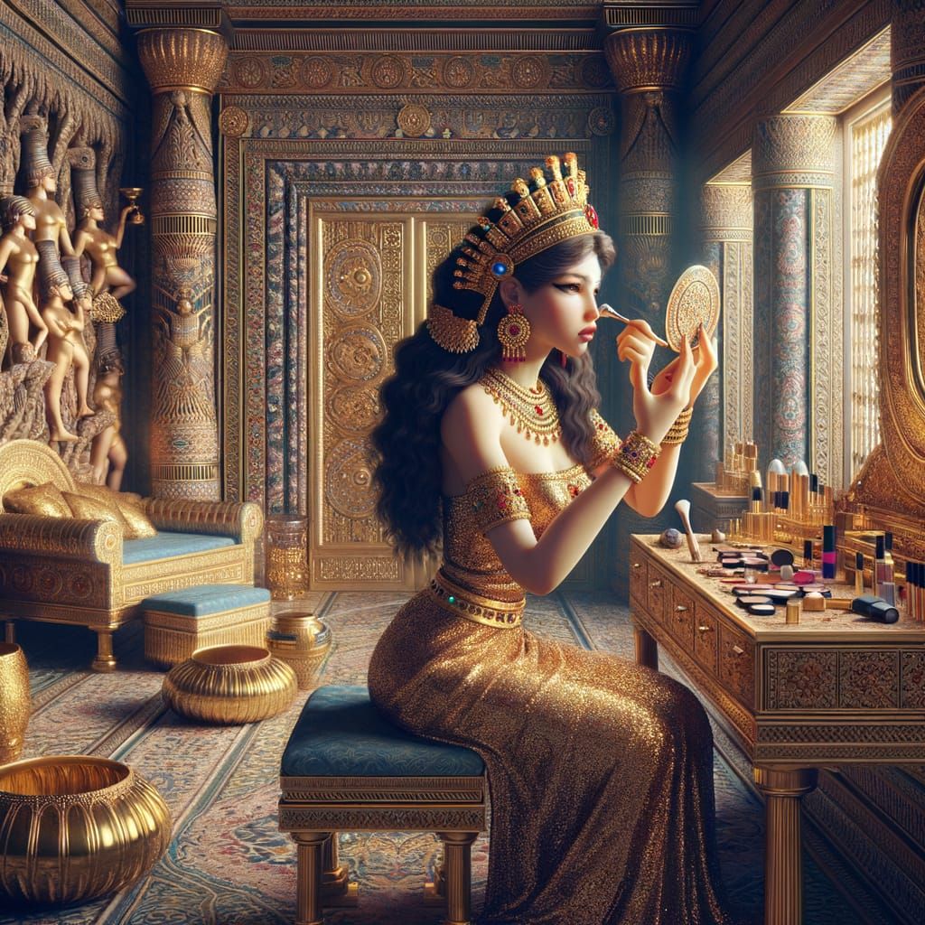 Babylonian Princess Prepares for Royal Splendor in Luxurious...