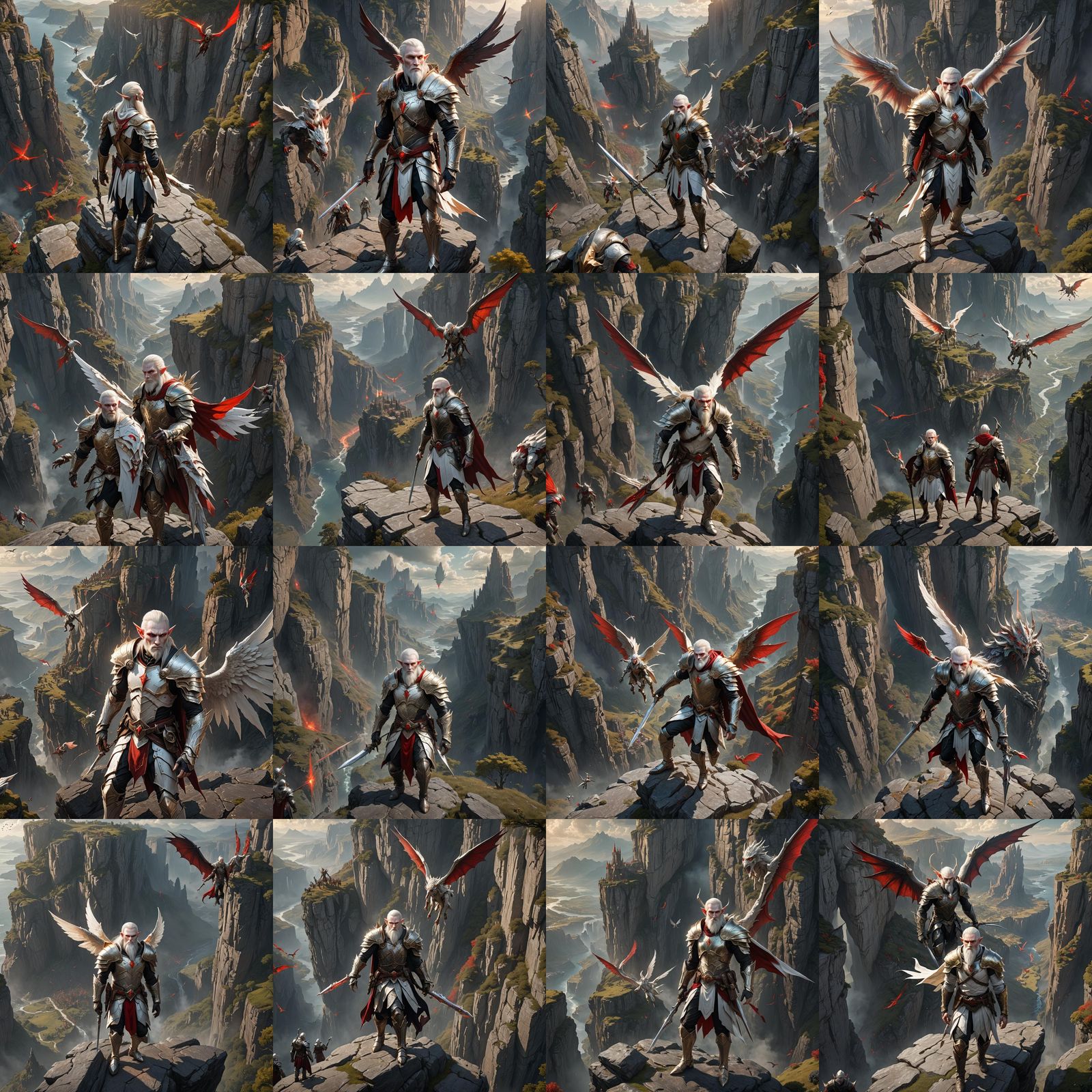 Albino Elf Warrior Watching His People, Matte Painting