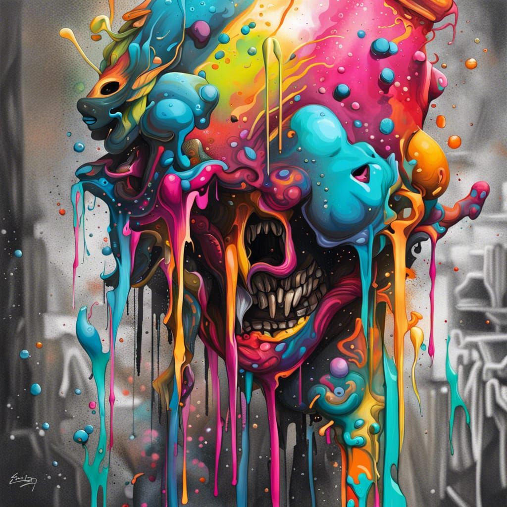 Melting Graffiti Street Art in Polychromatic Splash