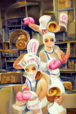 Anthropomorphic Rabbits Working in a Bakery