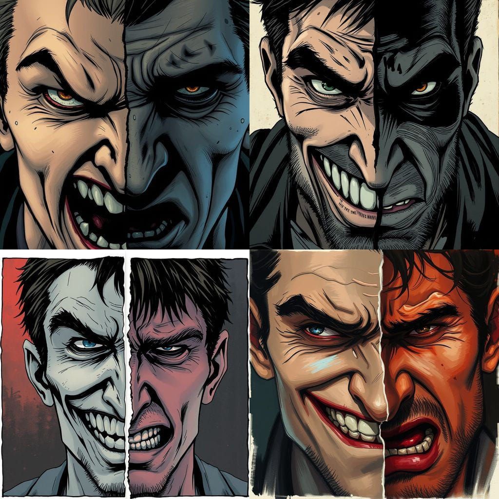 Split Personality Portrait: Duality of Man