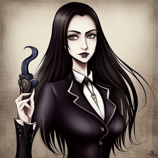 Morticia Addams in Anime Style
