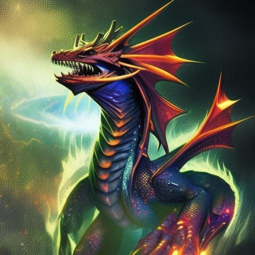 Galactic Dragon Starskin Portrait in Digital Art