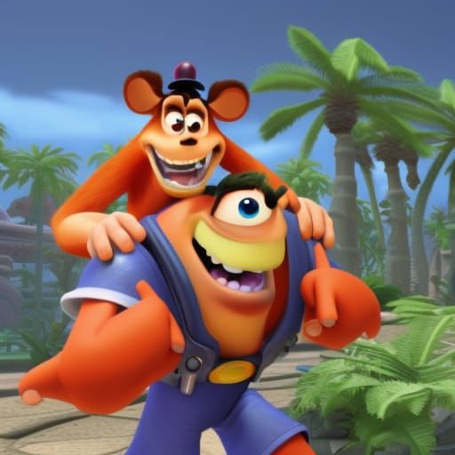 Crash Bandicoot in Smash Bros, Pixar-Style 3D Art
