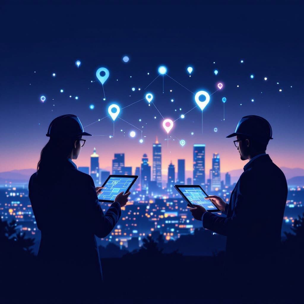 Professionals Use AI Maps for Field Inspections in Cityscape