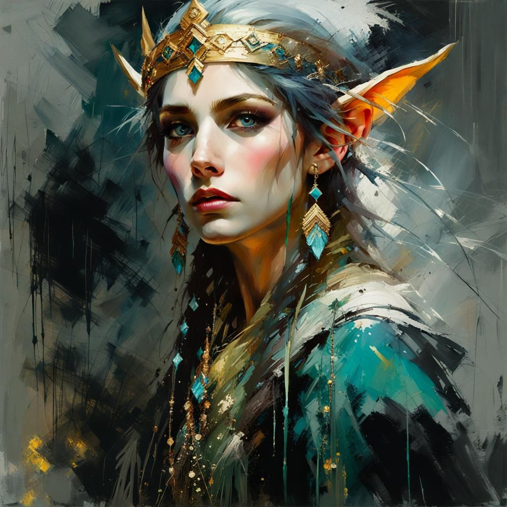 Stunning Elf Matriarch Portrait in Photorealistic Style