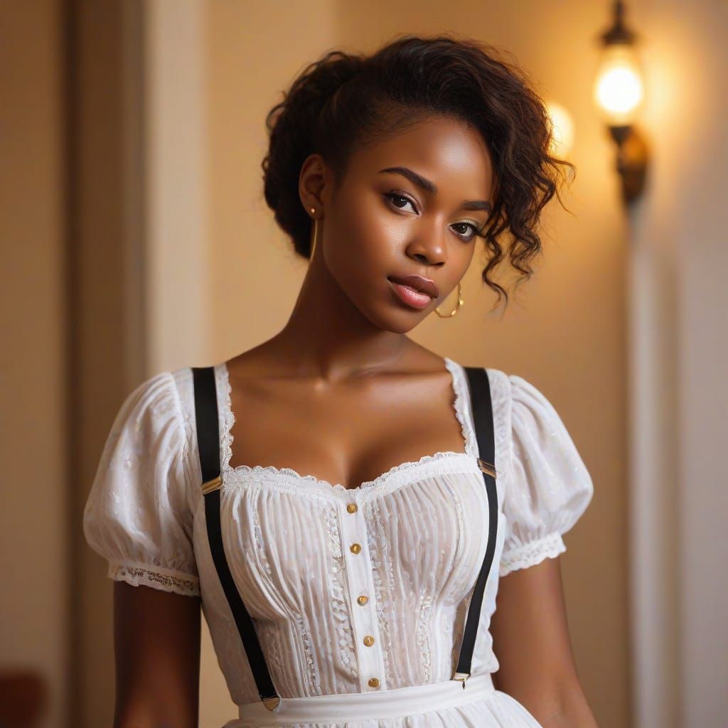 Romantic Portrait of Black Woman in Oil Painting Style