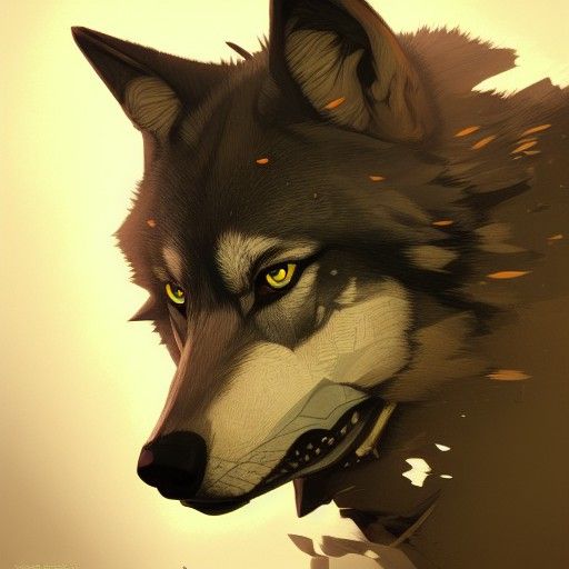 Armored Wolf Portrait in Art Nouveau Style