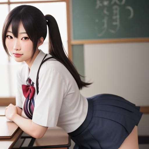 Japanese Schoolgirl Teasing Teacher: Realistic Image