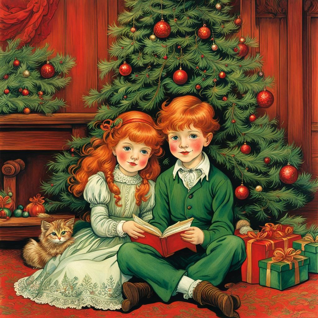 Christmas Story: Rackham-Style Festive Scene