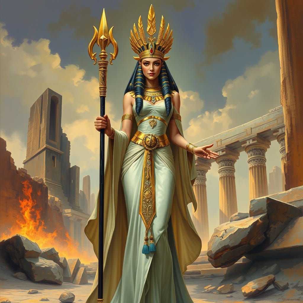 Egyptian Goddess of Magic in Dark Fantasy Style