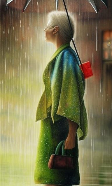 Hyperrealistic Watercolour of a Rain-Soaked Subject