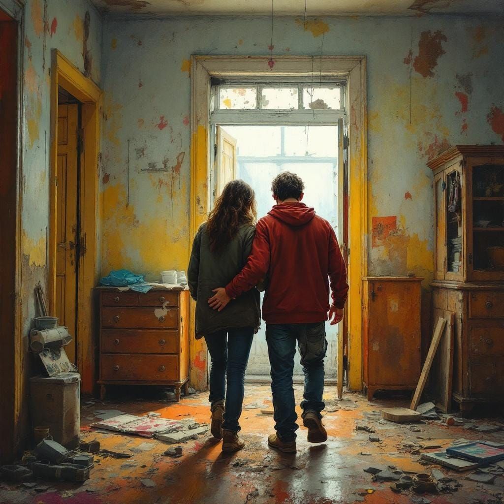 Homeless Couple Seek Shelter: Impressionistic Hyperrealism