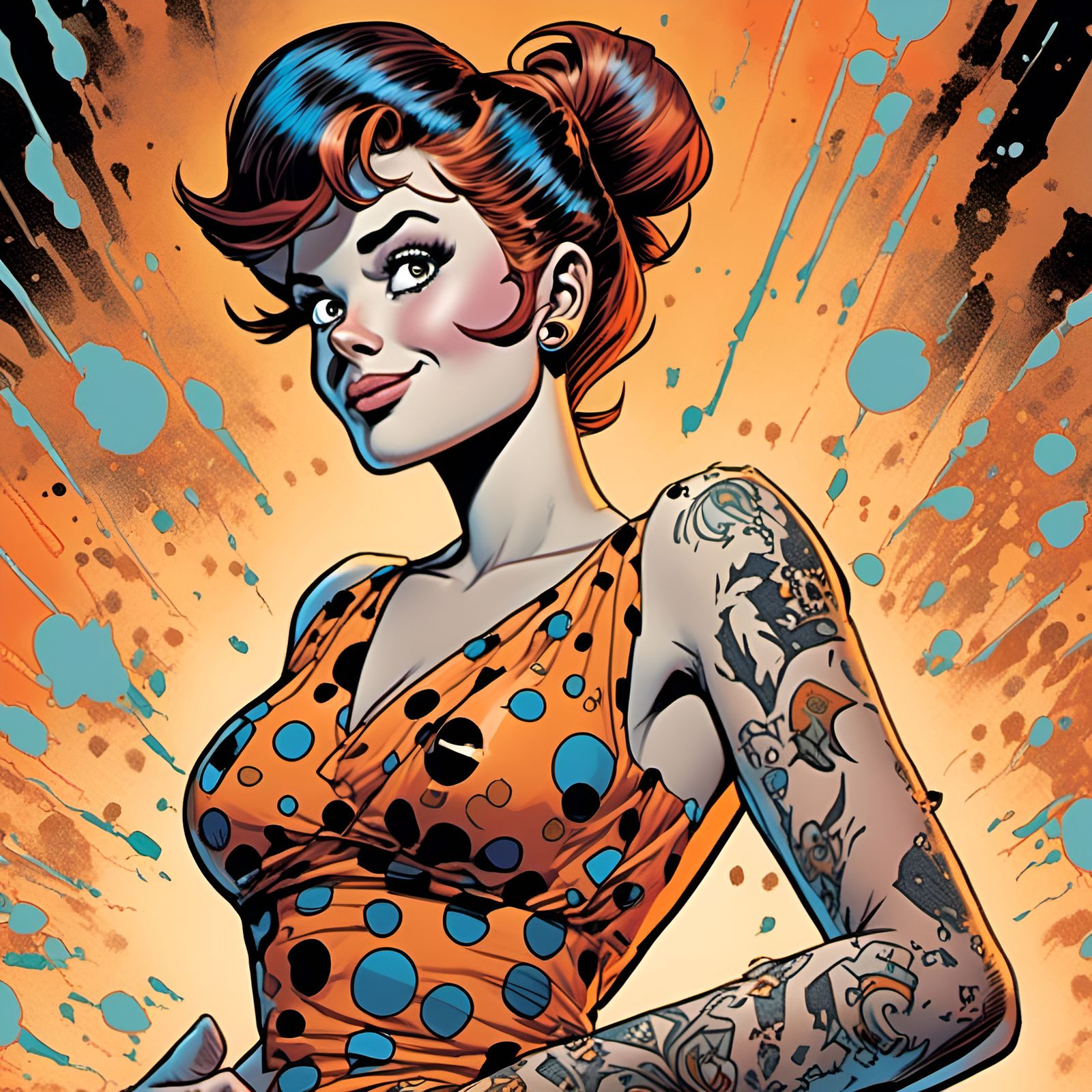 Wilma Flintstone Portrait in Comic Book Style